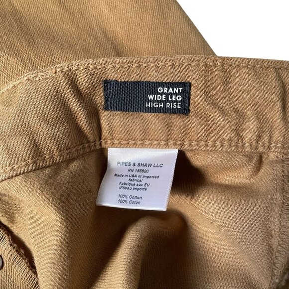 Veronica Beard Grant Wide Leg High Rise Raw Hem Pants 27 Ochre NWT - Picture 6 of 9